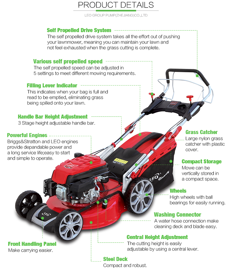 LEO LM48Z-2L-P/LM48Ze-2L-P Grass Cutter Machine Folding Handle 4-Stroke Gas zero turn Lawn Mower