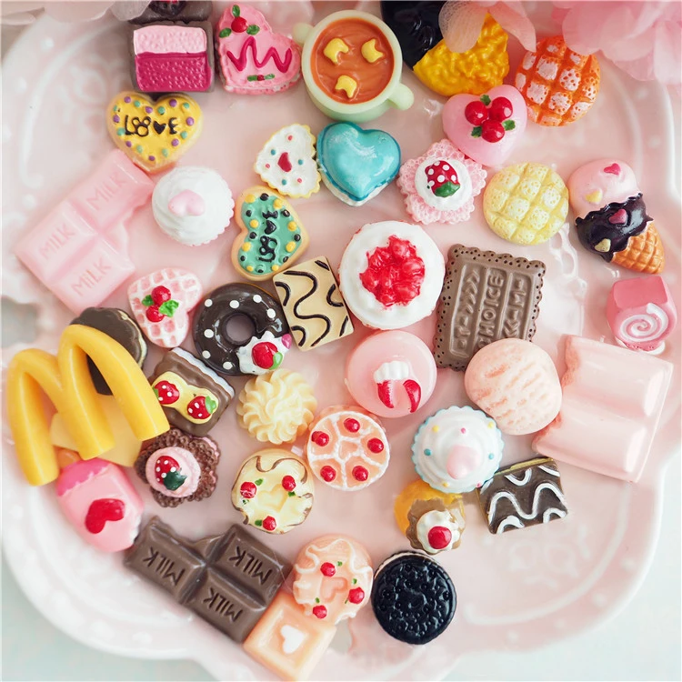 Free Shipping 10pcs in one bag Wholesale Lucky Bag Flat Back Kawaii Resin Candy Lollipops Crafts Pieces