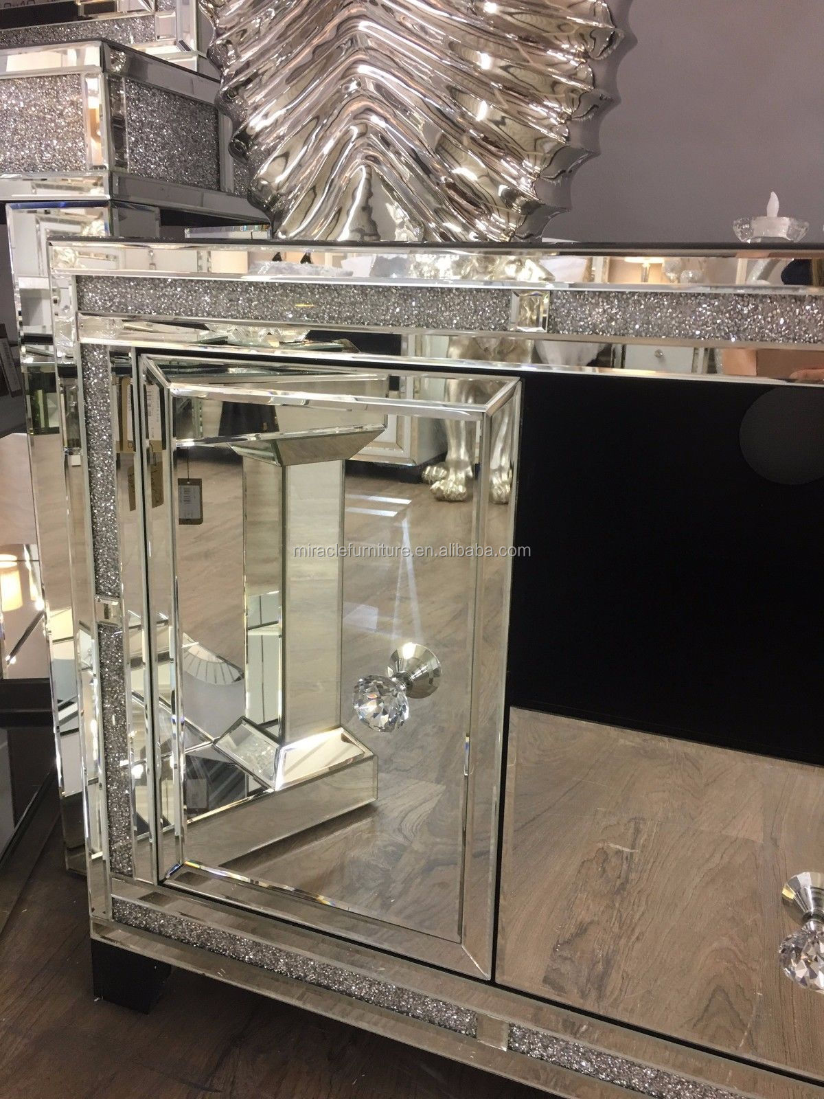 Sparkly Mirrored Console Table for Living Room & Entryway