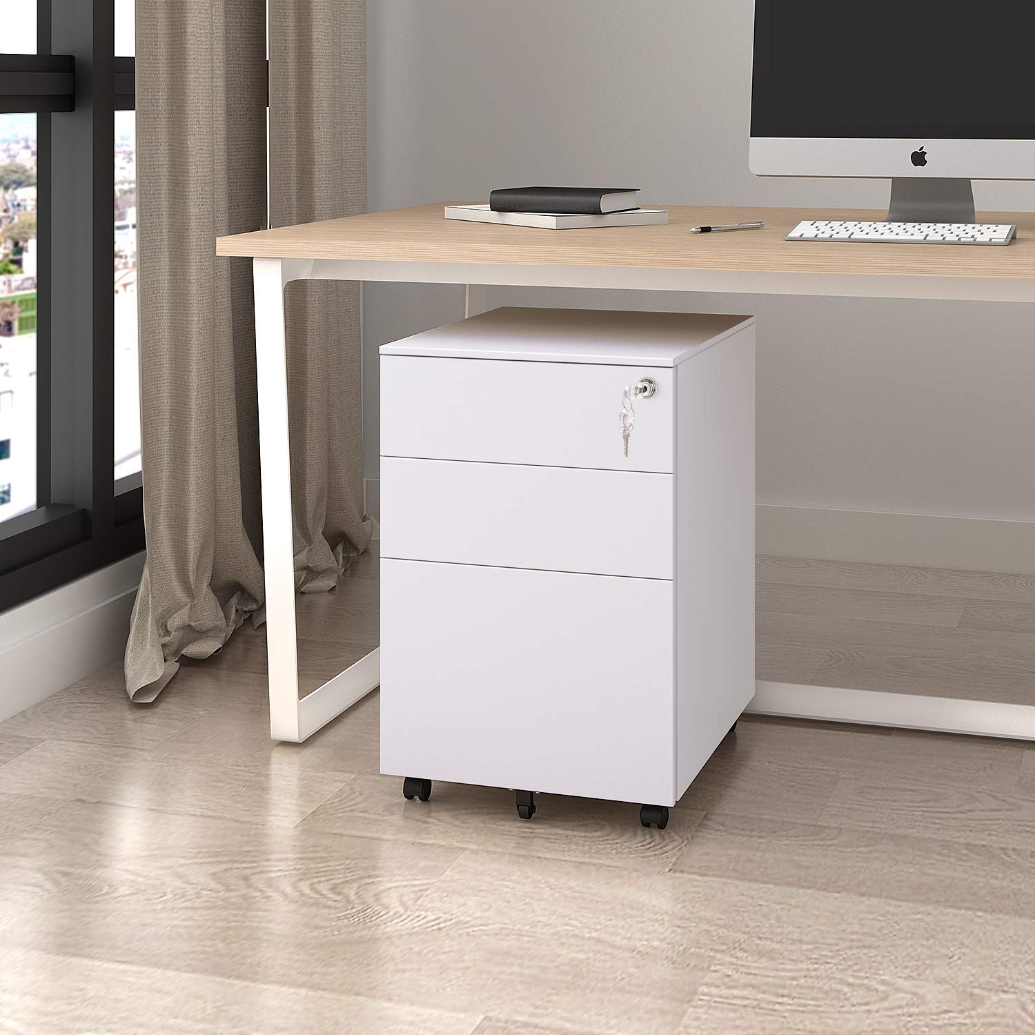 Mobile Filing Cabinet Pedestal under Desk with 3 Drawer for Lockable