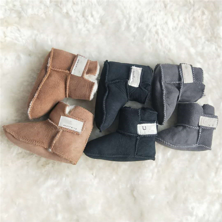 Детские зимние шерстяные сапоги на липучке с натуральной овечьей шерстью