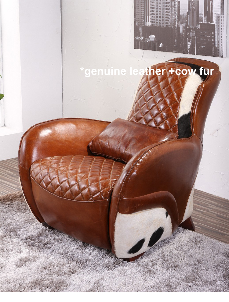 luxury home antique chaise lounge saddle chair genuine leather reclining sofa chair with footrest for living room bedroom
