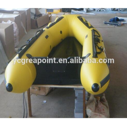 Aluminium floor inflatable rubber boat with electric motor for sale