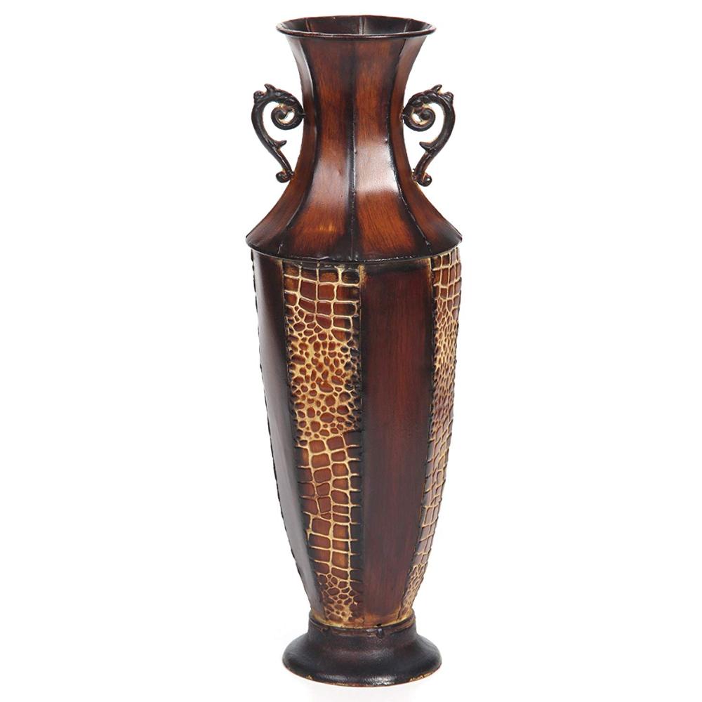 New Decorative Brown Embossed Iron Tall Floor Vase 26 High New Decorative Brown Embossed Iron