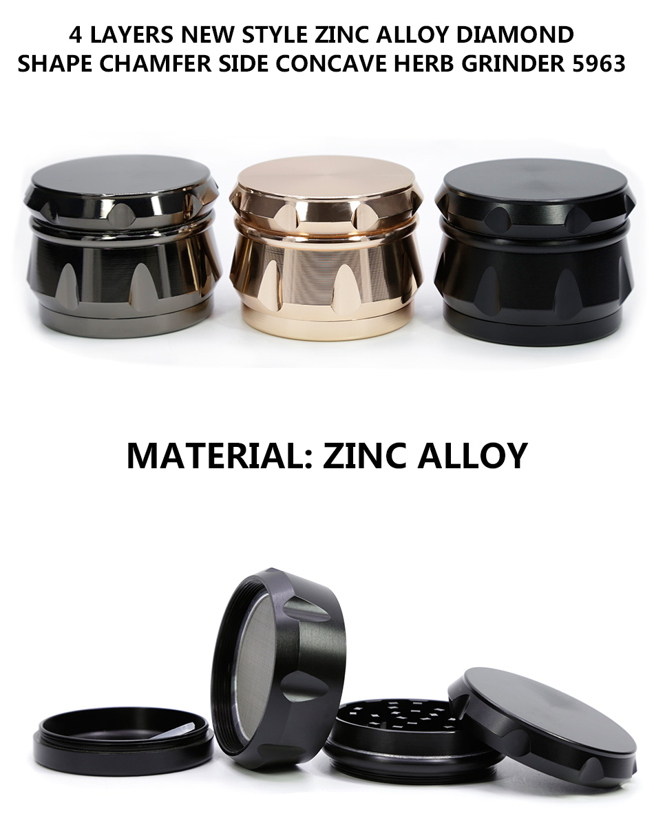 63mm 4 layer zinc alloy crusher metal grinder custom logo 5963
