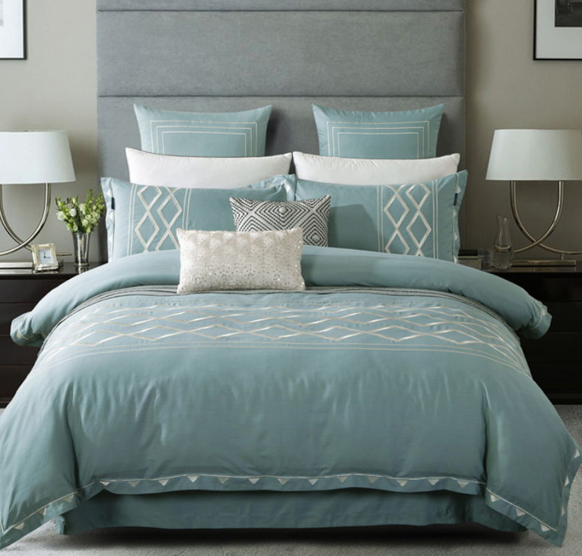 Embroidery Duvet & Pillowcases, unique pleated design to enhance the elegance of your room, Comforter Set Queen/King Size