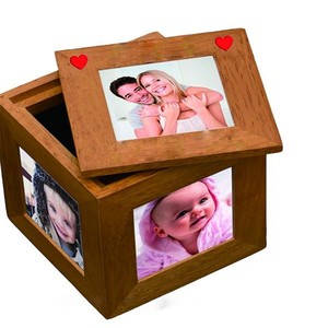 wholesale display wooden photo frame custom rotating photo cube