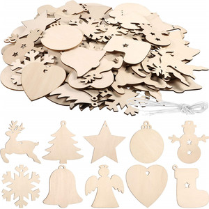 Wanuocraft Children DIY Blank Hanging Ornaments Xmas Decoration Wooden Christmas Tree Ornaments