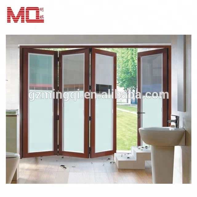 pieghevoli di alta qualità ingresso porte in vetro con tende interne esterno fisarmonica porte produttore del kit
