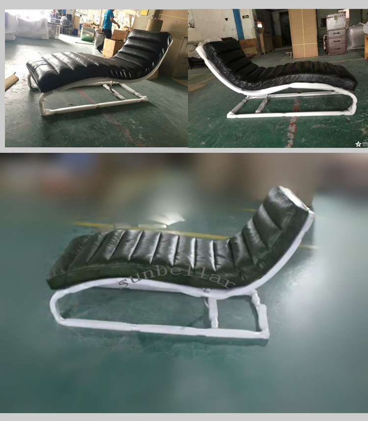 genuine leather armless chaise lounge antique distressed leather stitch recliner chair living room bedroom lounge chair