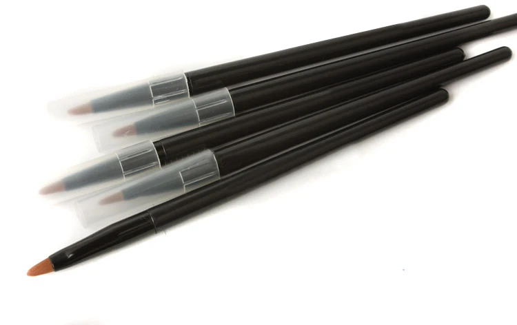 Eco friendly professional black wood handle disposable eyeliner vegan nylon lip makeup brush
