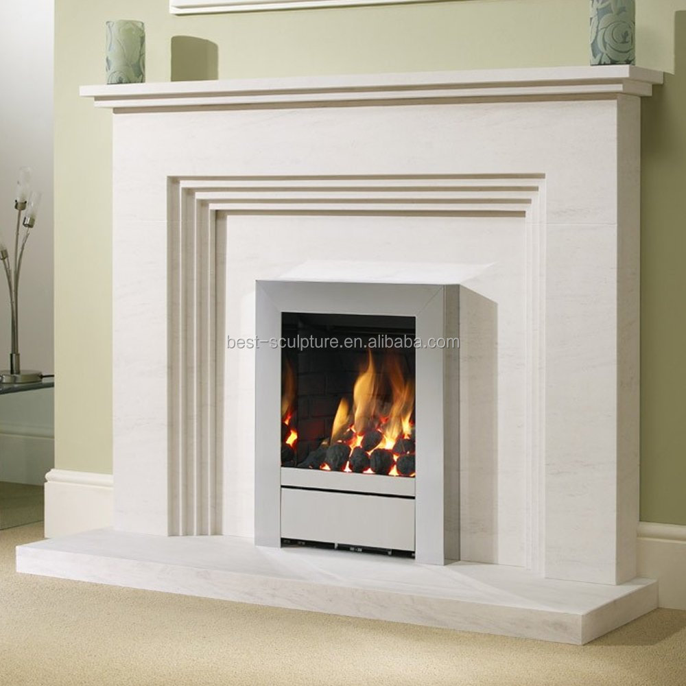 Modern Marble Fireplace Designs White China Limestone Fireplace