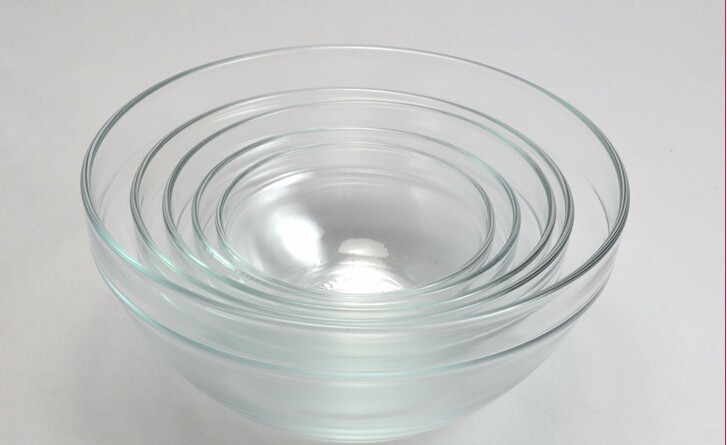 Haonai popular cheap antique 5pcs glass bowl set with plastic lid