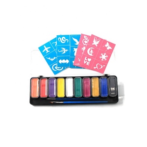 12 color Halloween Professional face paint kit for kids face paint with stencils