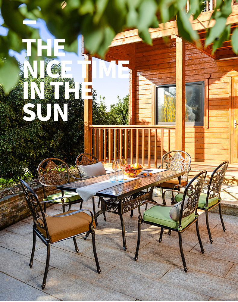 Indoor outdoor metal furniture dining sets table patio coffee cafe beer BBQ round square table chair BBQ furniture