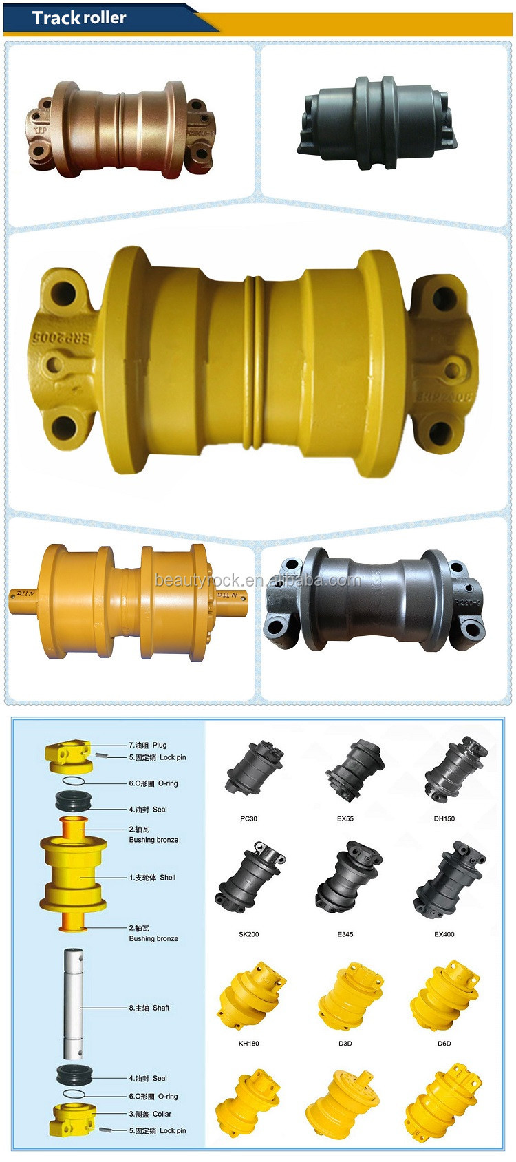 DX225 Doosan Excavator Upper Top Roller K1037728 - Durable