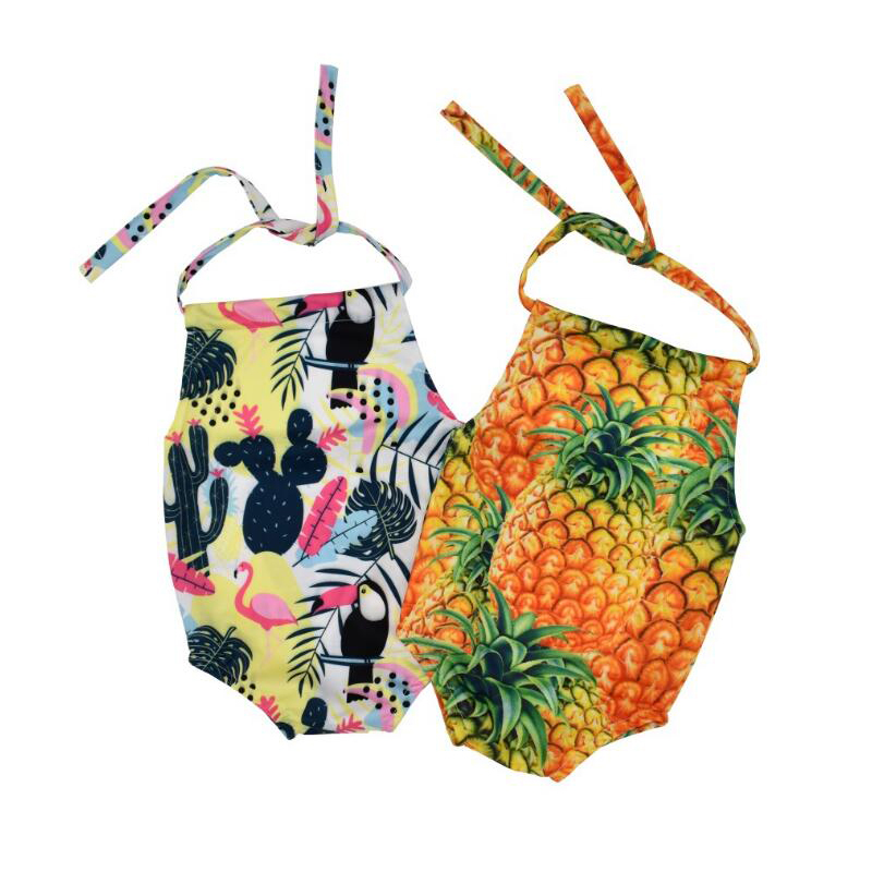 Новый модный Цельный купальник с принтом для маленьких девочек 1-5 лет