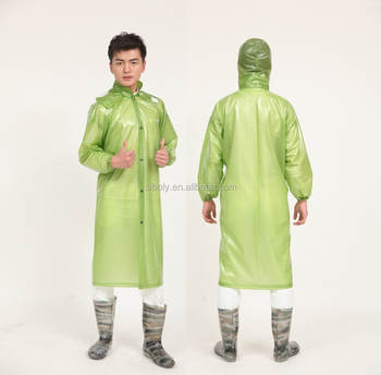 clear green raincoat