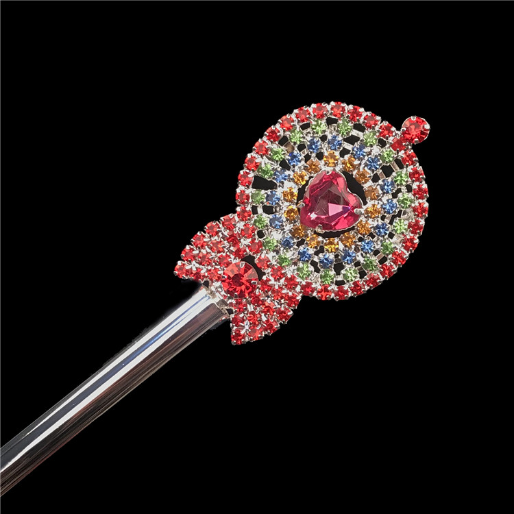 Unisex Pageant Long Sceptre Wand Crystal Handheld Prop Staff Party Accessories