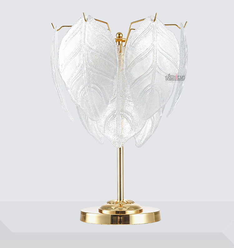 Modern luxury glass table lamp wedding heart-shaped leaf lighting for hotel and bedroom bedside