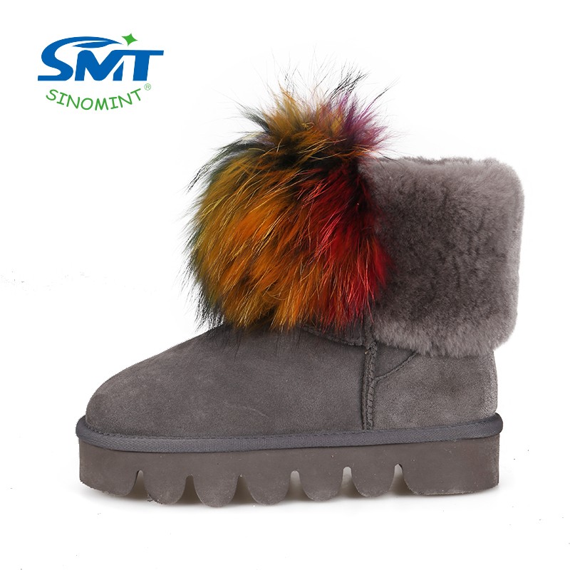 Factory Direct Cheap Raccoon Fur Anti slip Platform Ankle Women
