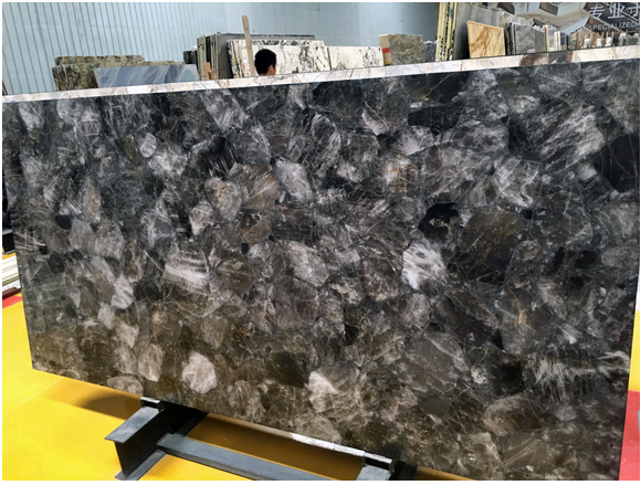 semi precious stone smokey quartz  crystal slab home hotel decor