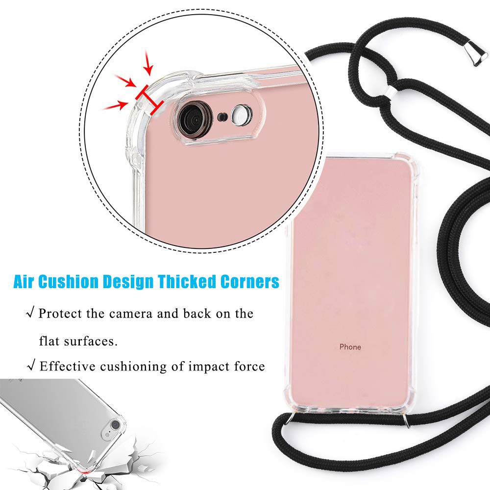 Emlivi Custodia per cellulare per iPhone XS, Necklace per cellulare, cordino per cellulare, morbida tracolla in silicone, cover in TPU con elegante nastro, catena per iPhone X, verde chiaro