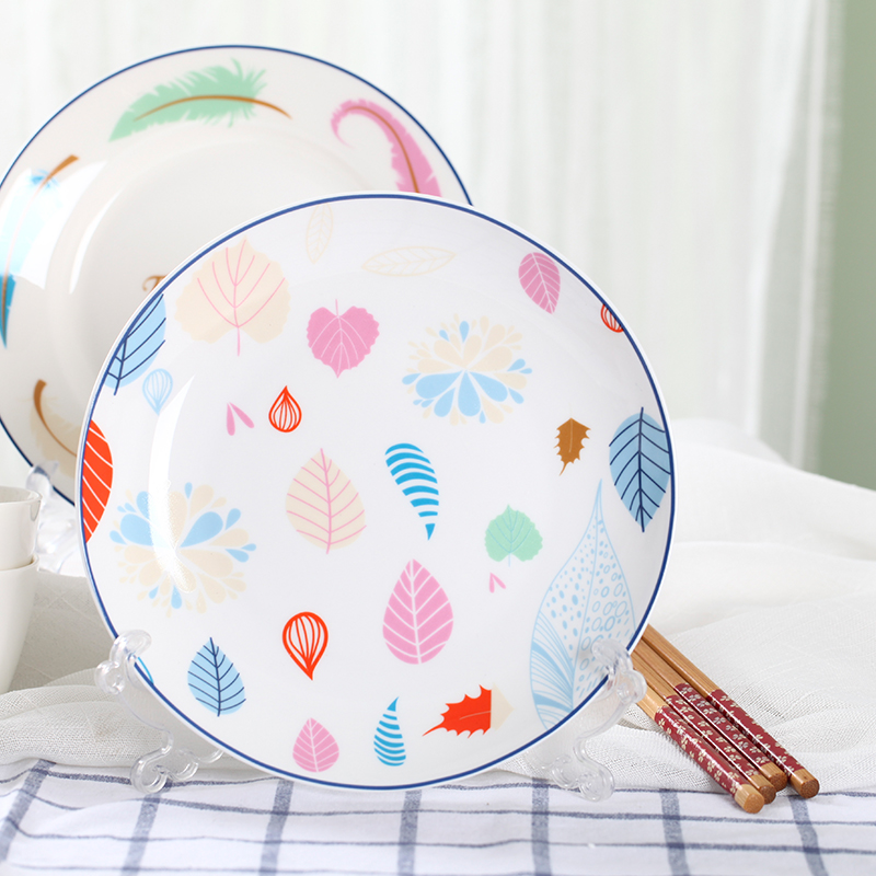 Customized logo decal printing ceramic plate New Bone China dinnerware set with design