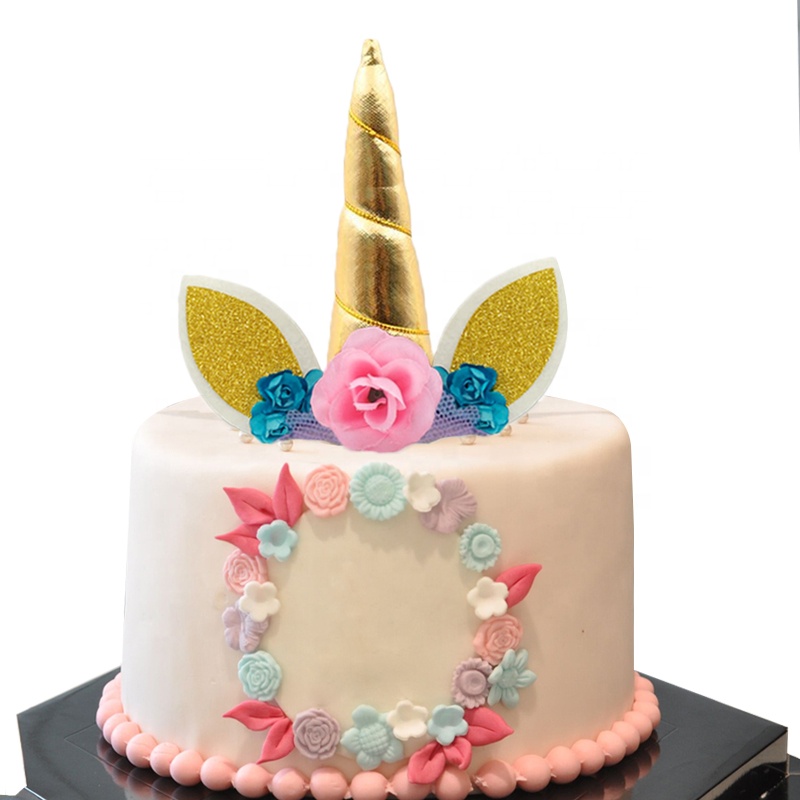 Fetes Occasions Speciales Rose Licorne Personnalise Comestible Cake Topper Ou Ruban Set Givrage Ou Tranche Articles De Fete