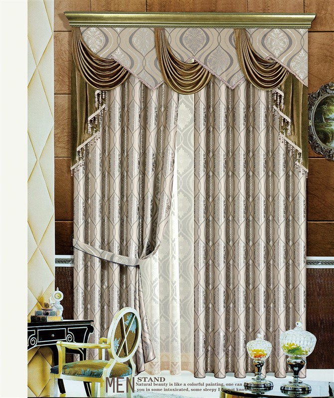 Cortina de janela jacquard de design especial com valance chique