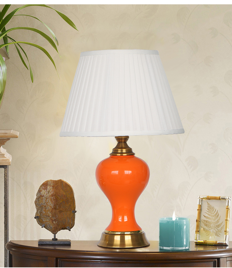 Jingdezhen design table lamp for bedside  classic  ceramic table light with yellow orange for decor in living room E27 holder