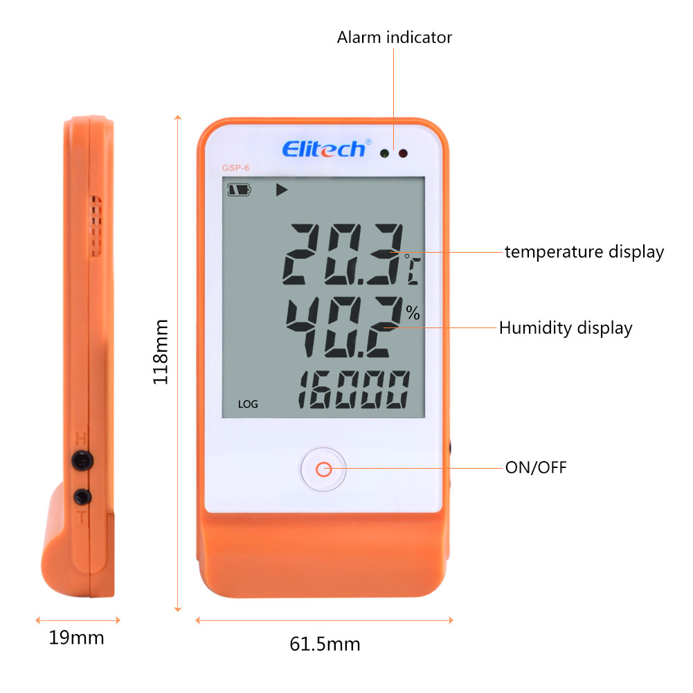 GSP-6 Digital USB Temperature Humidity Data Logger Built-in NTC Sensor High Precision Thermometer Data Logger