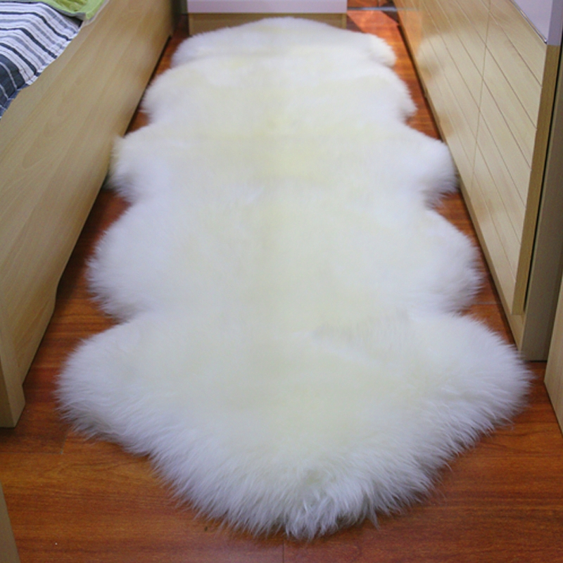 DUMI Sheepskin Fur Rug Double Pelt Sheepskin Rug Genuine Soft Natural Merino Lambskins 2 Feet x 6 Feet-Natural White