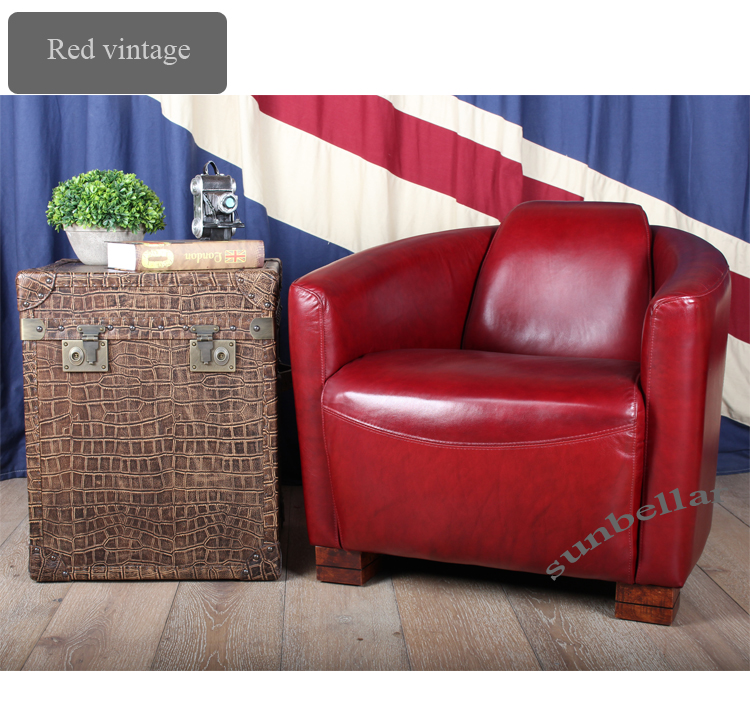 retro vintage brown leather sofa chair genuine leather recliner chair home bar living room club antique leather armchairs UK