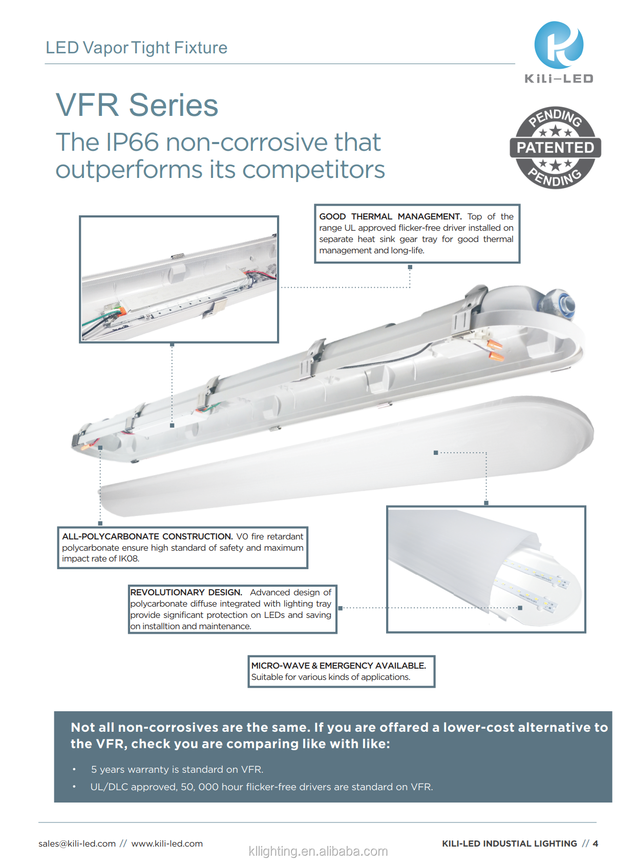 Hot sell Vapor tight fixture North-american Standard Waterproof Led Triproof Light  5 Years warranty led garage light