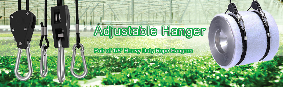 A Pair of Led Grow Light Hangers Adjustable 1/8'' Heavy Duty Rope Ratchet for LED Grow Light HPS Bulb Fixtures