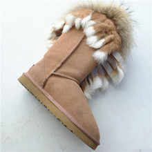 Roof Top Tent for Sale Genuine Leather Lined Wool Yarn Fur Winter Snow Boot For Women