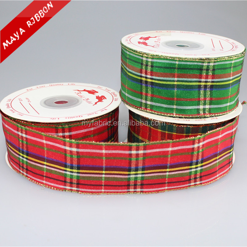 63mm wide RED//BLACK CHRISTMAS TARTAN RIBBON WIRED EDGE BOWS 10 yard Spool