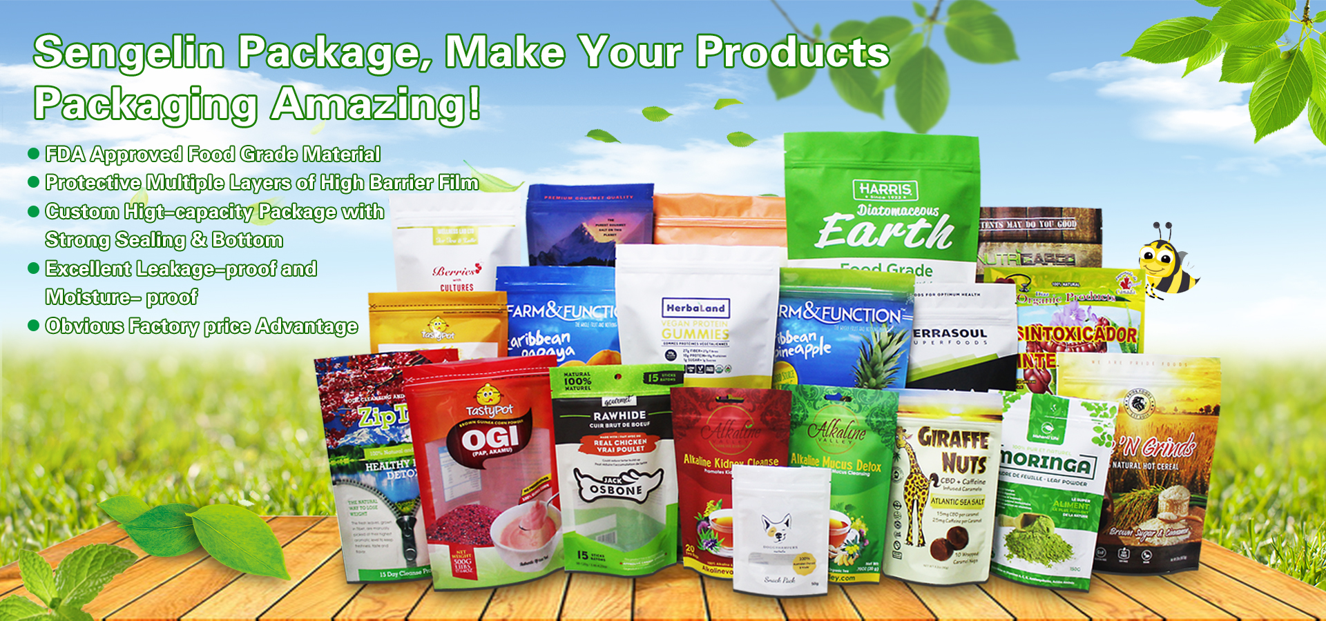 Custom Food Packaging Zip Seal  Stand Up Pouches Matt Stand Up Pouch Zipper Bags