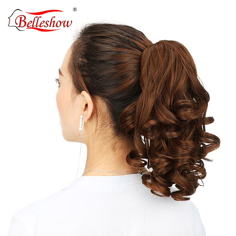 Волосы для наращивания Belleshow на кулиске, синтетические волосы, короткий кудрявый хвост, Синтетический хвост