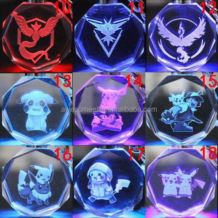 Персонажи Pokemon Go LED мигающий свет хрустальный брелок подвеска брелок