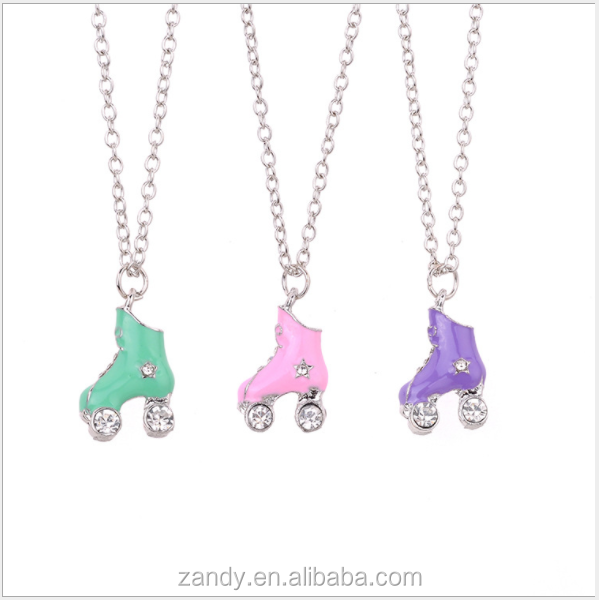 Sterling Silver Roller Skates Pendant on a Sterling Silver Cable Snake or Ball Chain Necklace