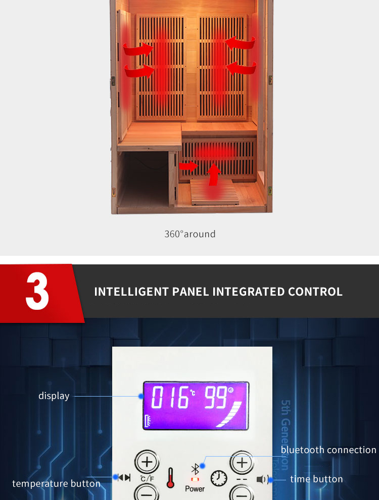 2 person new style far infrared carbon heating panel sauna room