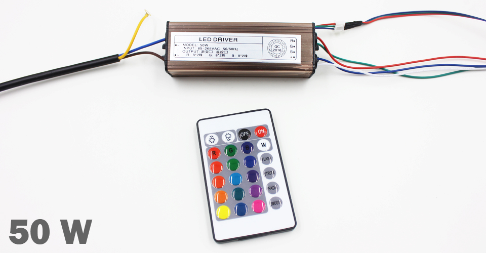 10-100W LED Driver AC85-265V DC25-38V Power Supply Waterproof IP66 Led Transformers + RGB Remote Controller for Led Light DIY