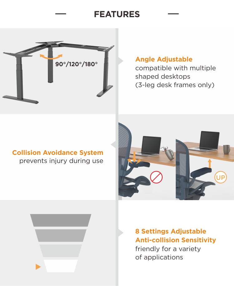 Ba động cơ điện có thể điều chỉnh độ cao Ghế đứng Bàn đứng có động cơ