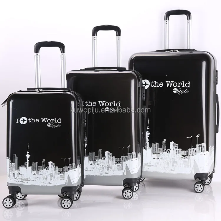 Город печать ABS PC 3 шт. набор багажных чемоданов на 4 колеса Обтекателя втулки на колесиках, чемодан