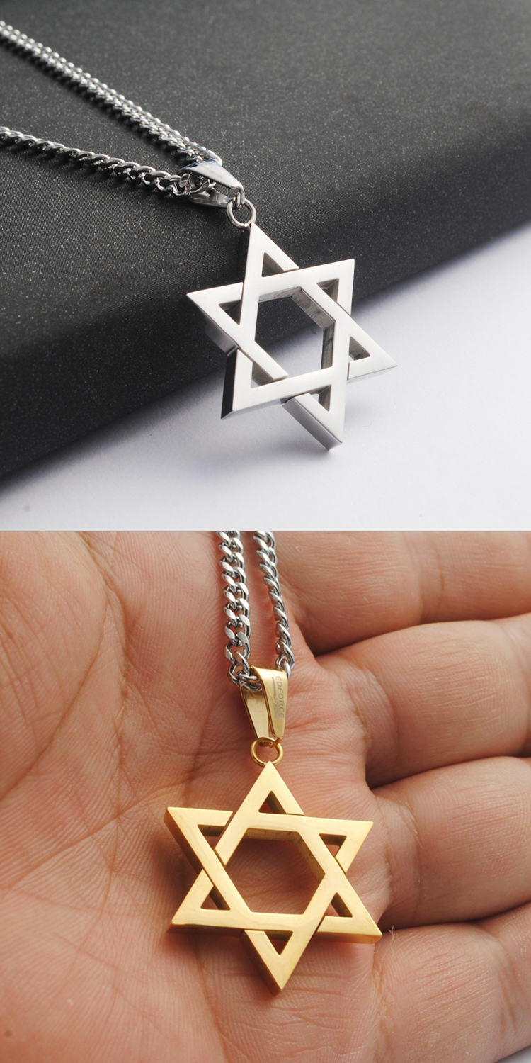 メンズネックレス304ステンレス鋼ヘキサグラムスターオブ