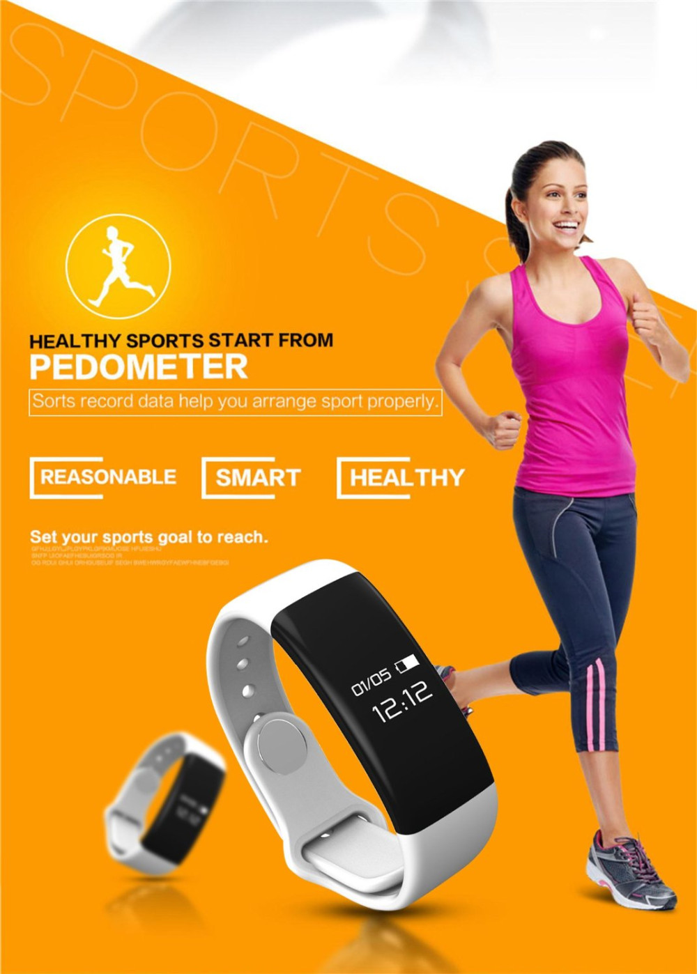 2016 新款运动智能手环 h30 智能手环运动健身追踪器 smartband 心率