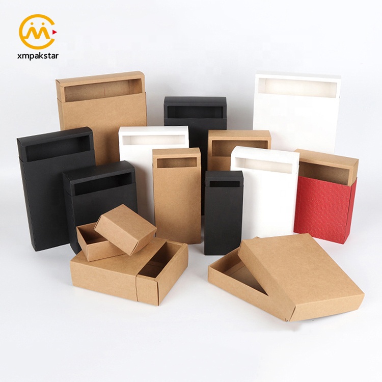 Factory custom eco friendly slide opening drawer brown black Kraft paper match packaging boxes for tea