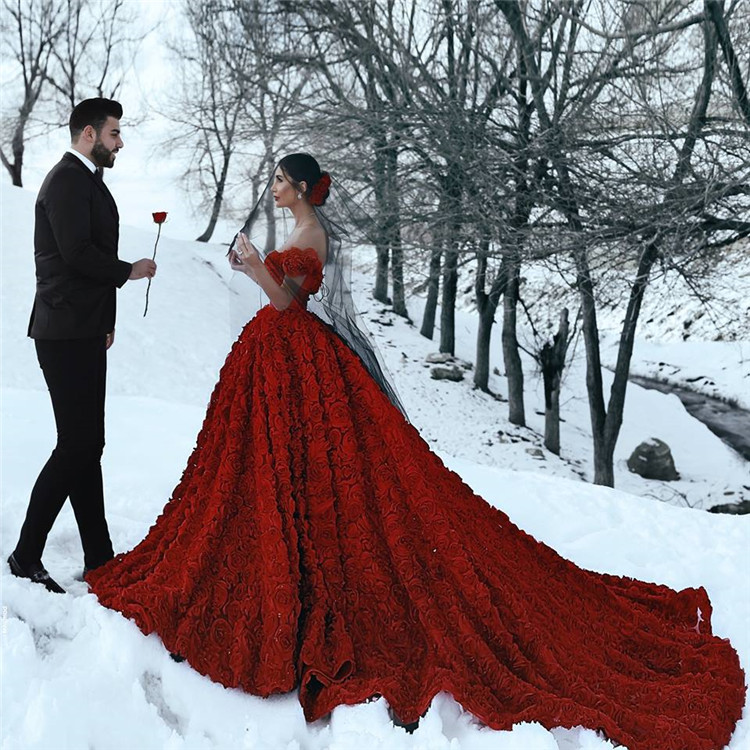 red and black wedding dress
